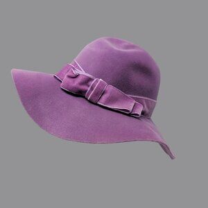 Vintage Toscano Purple Felt Hat Cartwheel Bow